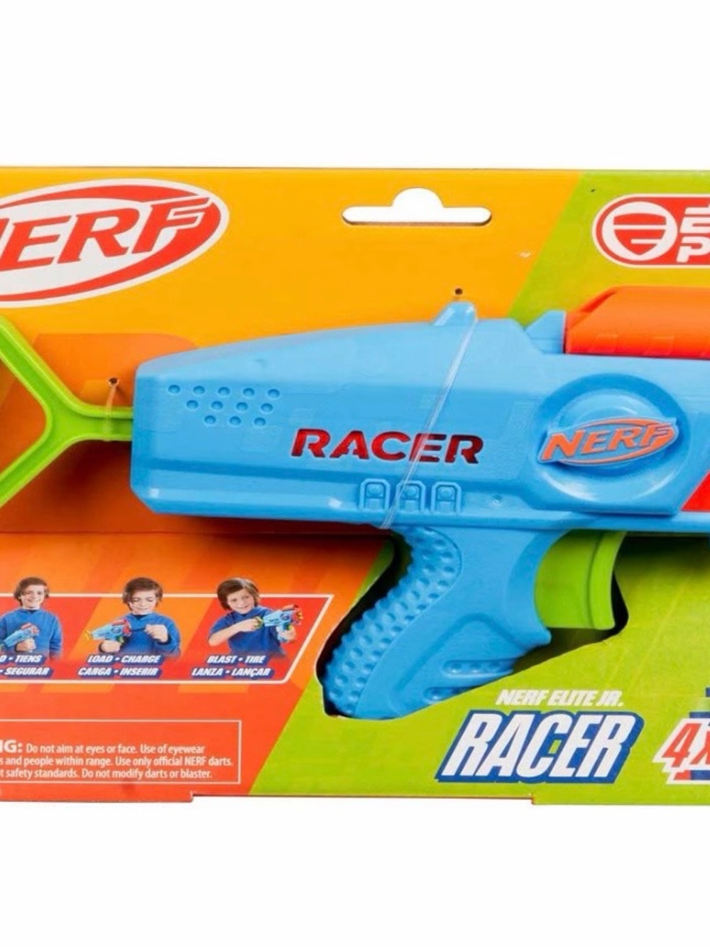 Nerf Racer Foam Dart Blaster - Blue with Green and Orange Accents